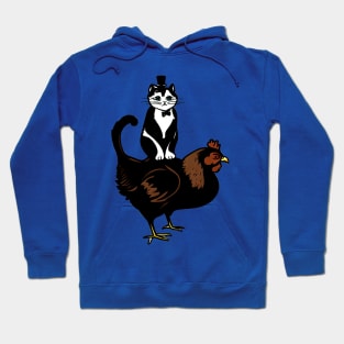 Tuxedo Cat on a Chicken Hoodie